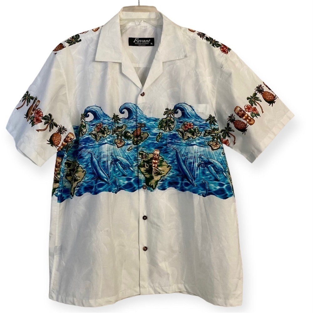 Hawaii Island Band Button Down Cotton Shirt Size XL Tropical Beach Camp Aloha